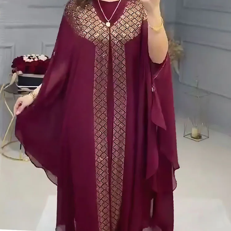 Abayas 여성용 두바이 시폰 부부 아프리카 드레스, 다시키 앙카라 무슬림 세트, 웨딩 파티 드레스, 카프탄 아프리카 의류, 2 개