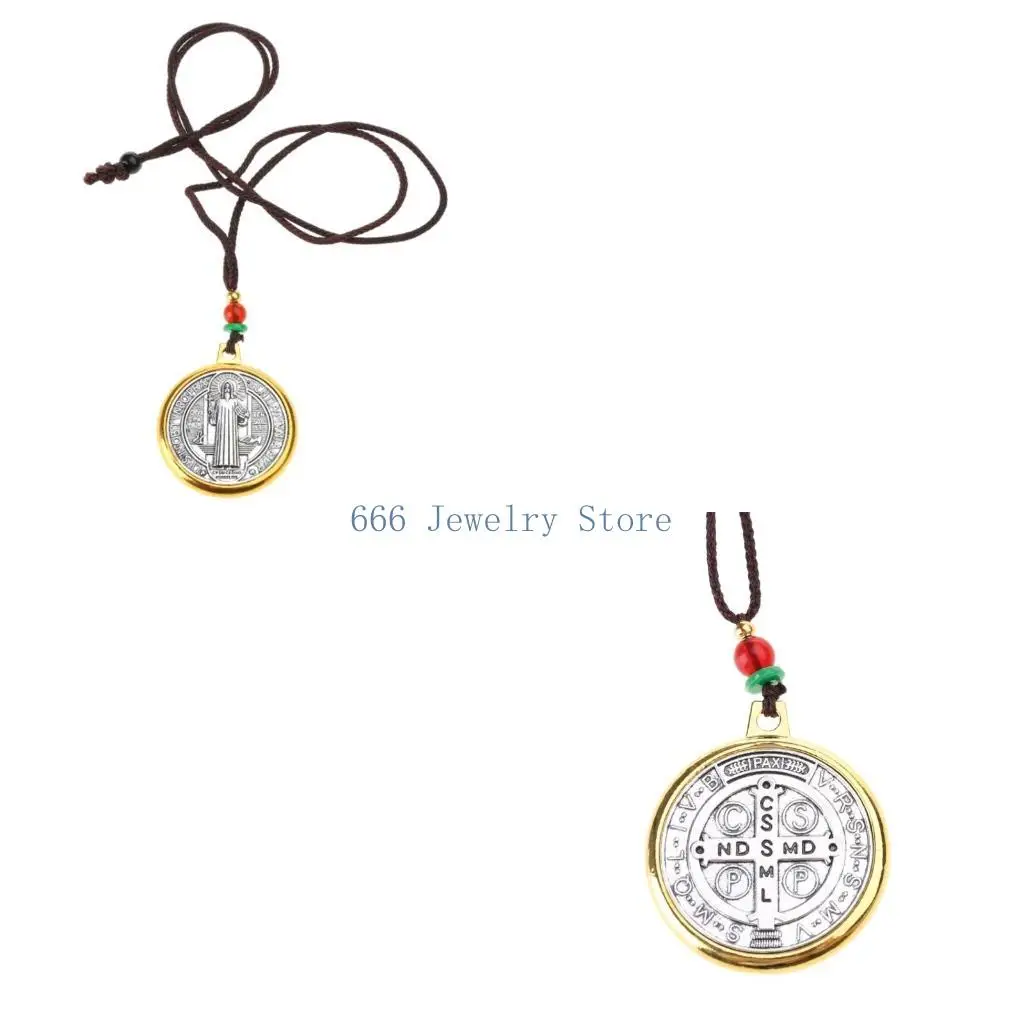 F2TD Benedict Necklace Religious Protector Pendant Benedict Religious Necklaces