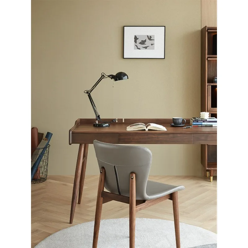 Desk solid wood Nordic style Japanese cherry computer workbench Internet celebrity small apartment furniture black walnut