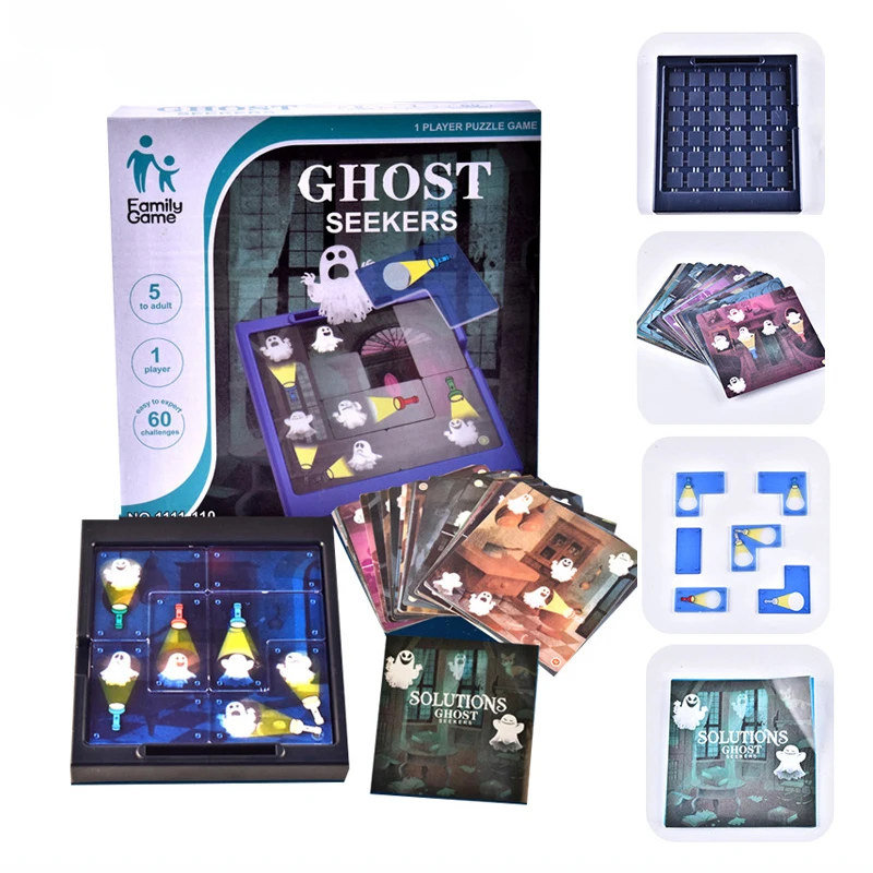 60 IQ Challenges Hunting Ghost Seekers Child Smart Hide Board Game 1 Player Puzzle Toy Halloween Xmas Gift For Kids Family Party