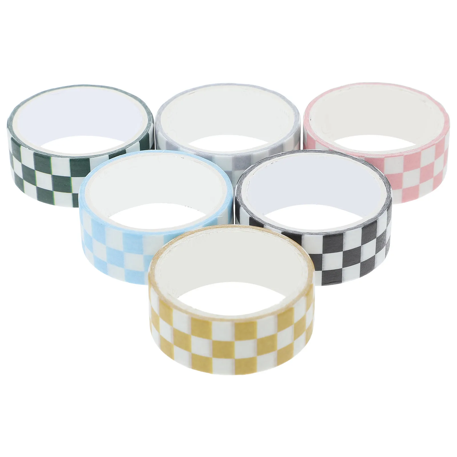 

6 Rolls Grid Washi Tape Decorative Checkered Tape for Scrapbook Album Handbook Diary Day-Planner Envelopes Blackboards DIY Craft