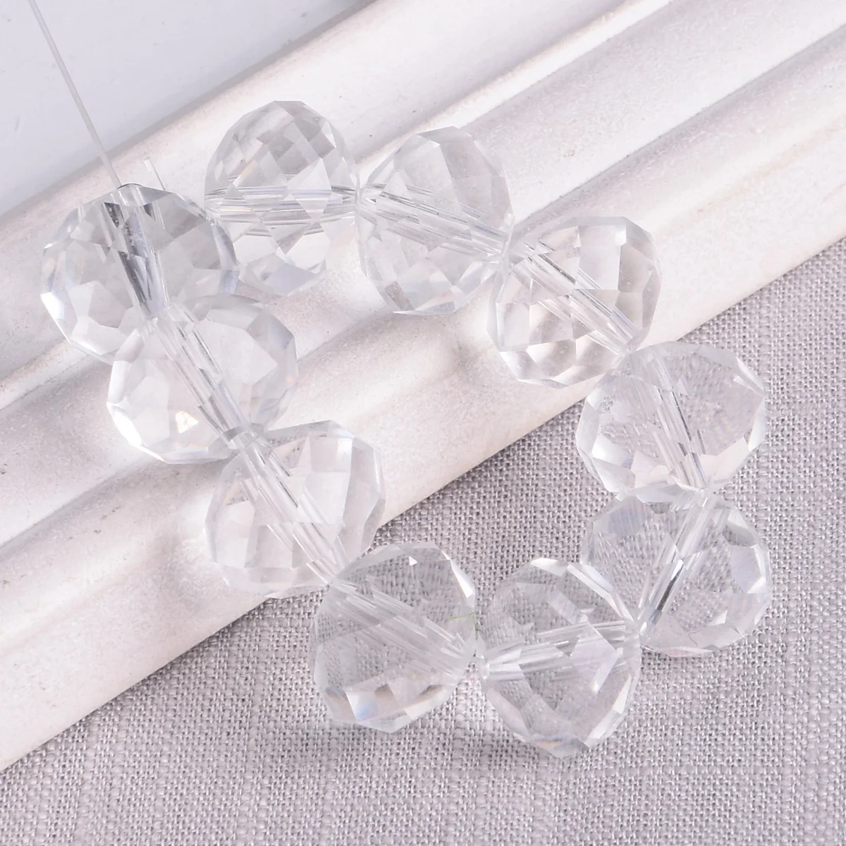 Perles de prisme en verre de cristal taillé à facettes, 16x12mm, grande rondelle, résultats d\'artisanat de bricolage, bijoux de direction, 10 pièces