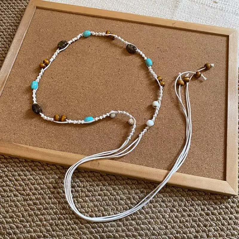 البوهيمي العرقية المنسوجة يدويا الخصر حبل للنساء الأقلية تصميم تحسس حبة حزام تنورة الجينز الخصر سلسلة الملابس والاكسسوارات