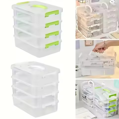New Moisture-Proof Transparent Storage Box Stackable Grid Drawer Organizer Clear High Visibility for DIY Crafts Toys Classroom