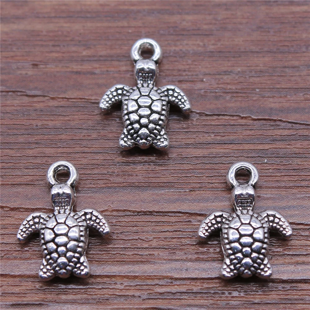 WYSIWYG 20pcs 10x13mm Charms Sea Turtle DIY Jewelry Findings 2 Colors Sea Turtle Charms