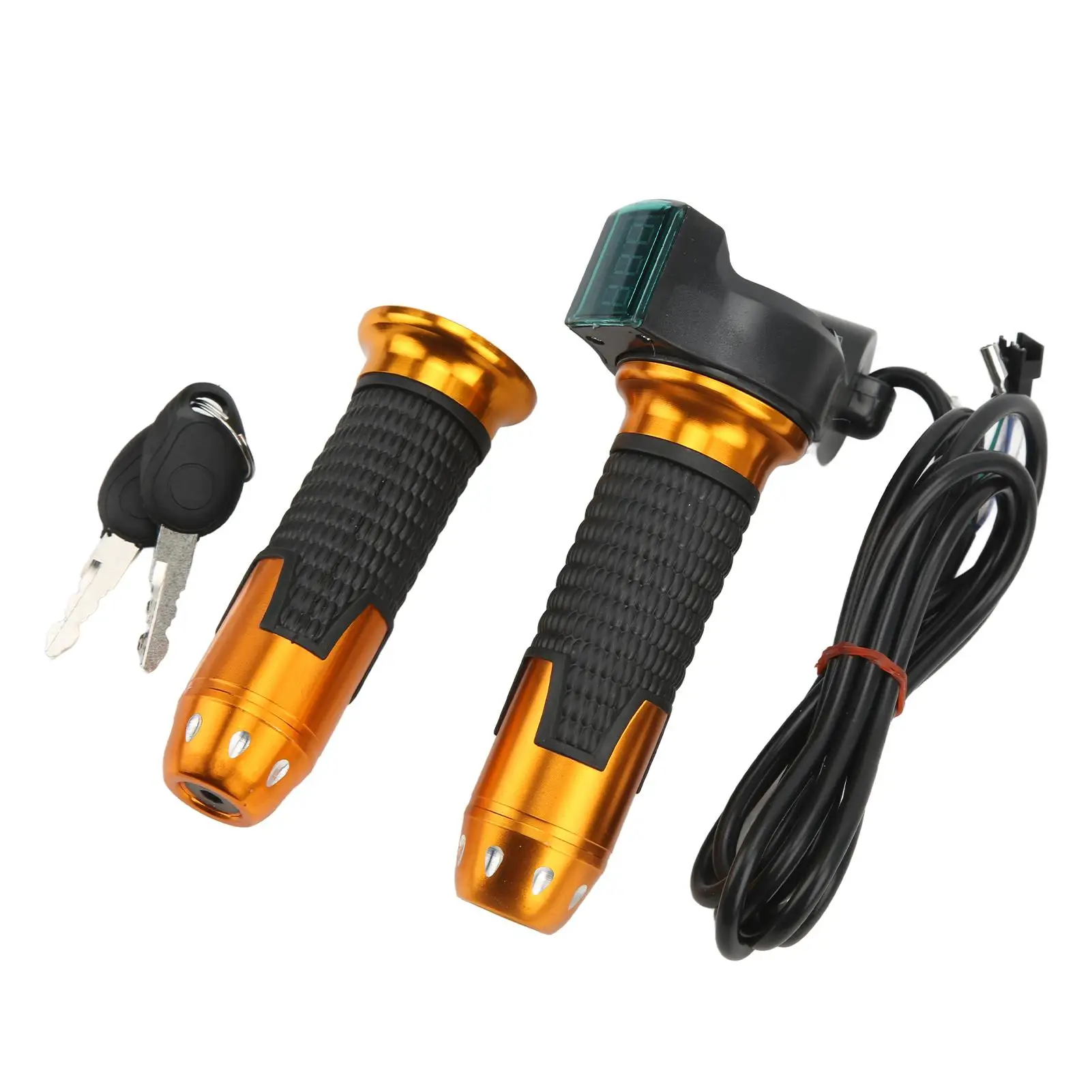 Digital Display Throttle Grip for 12v -99V E-Bikes, Electric Bicycle Throttle Handle with Key