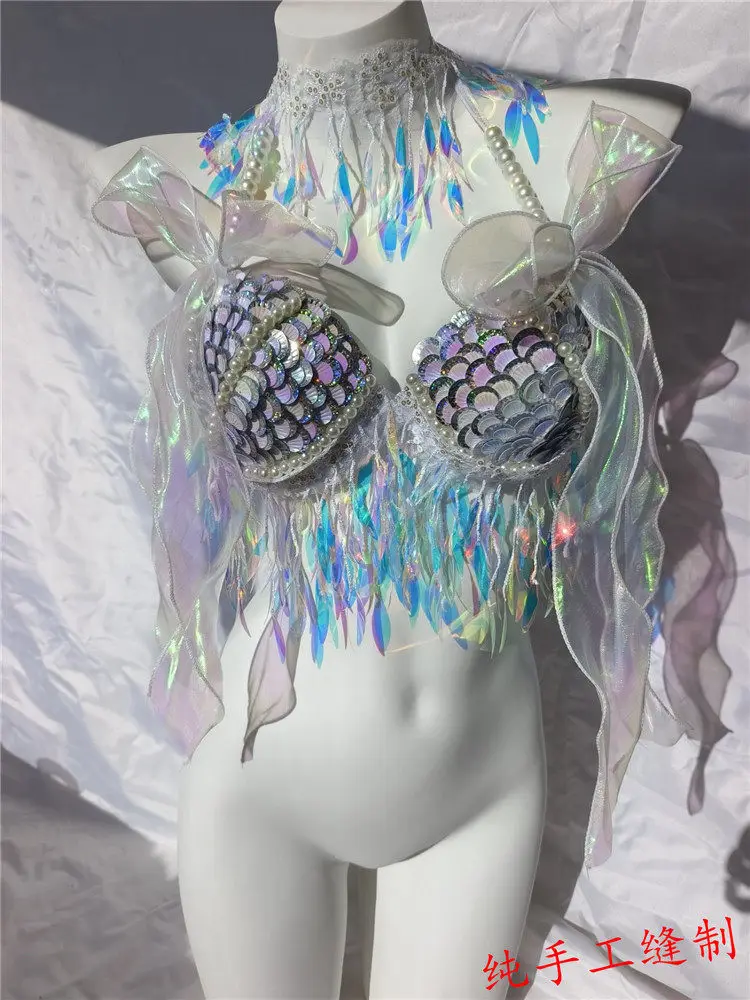 

Original Handmade Mermaid Princess Underwater Performance Bra Main Electronic Syllable Bar Tassel Bikini Bra Trendy Bra