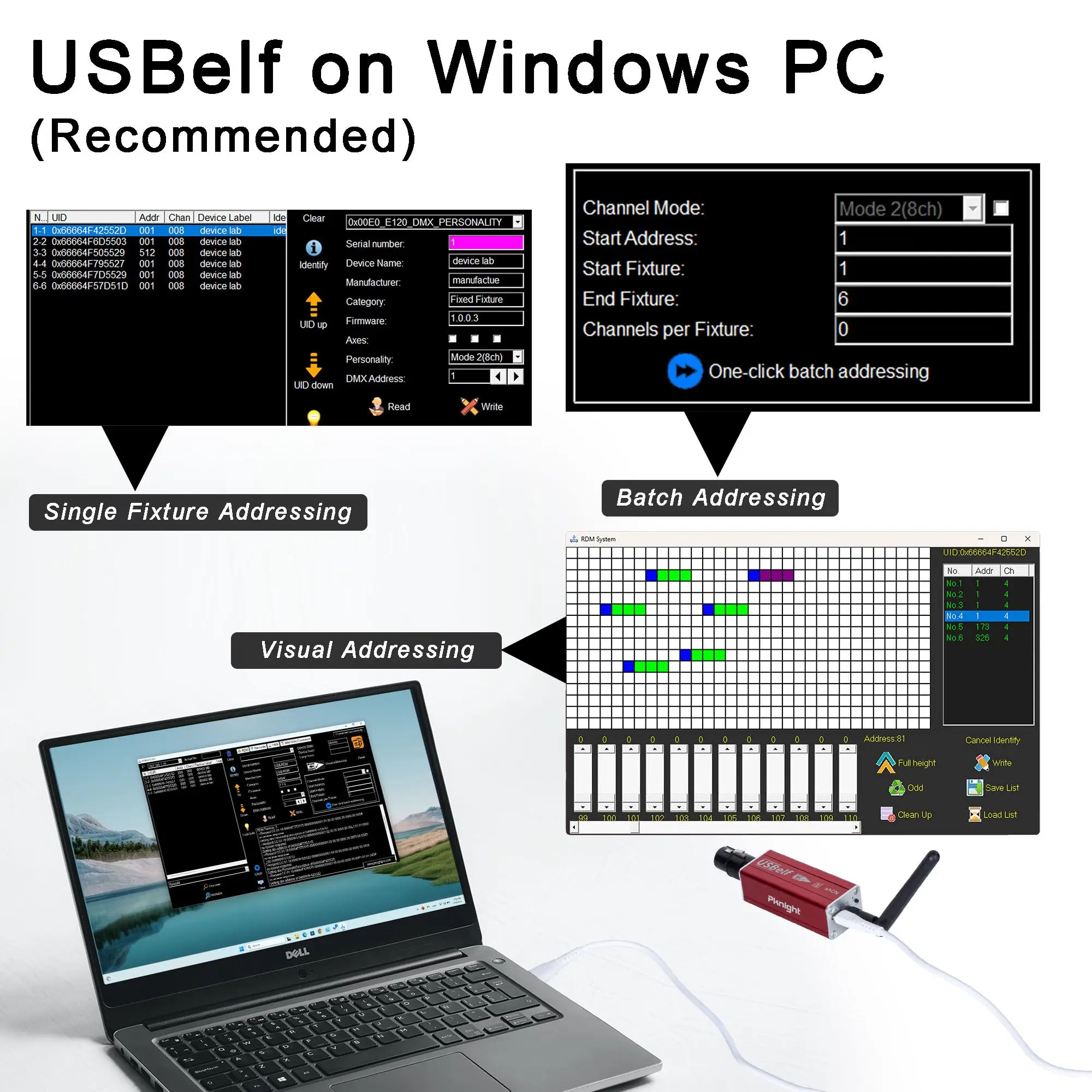 Pknight-Interface do controlador de iluminação, RDM ArtNet, DMX 512, um universo, USBelf, compacto