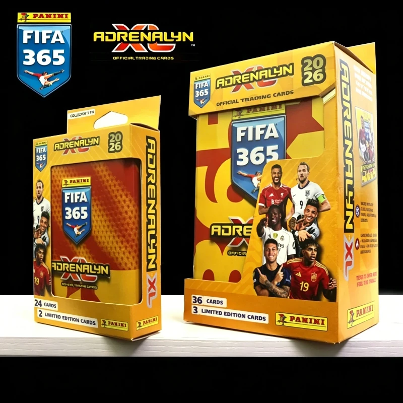 PANINI 2026 FIFA 365 Adrenalyn XL Classic Mini Tin Box, Tarjetas Coleccionables Oficiales de Fútbol, Messi, Ronaldo, Tarjetas Doradas Limitadas, Regalo para Fanáticos
