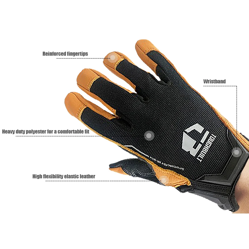 TOUGHBUILT TB-G04-L/XL Mid-duty Gloves Specialist Touch Screen Watch Cutout Padded Palm Genuine Leather Protective Gloves