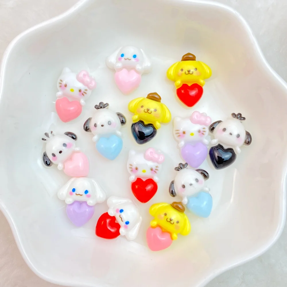 20 stuks nieuwe schattige hars mini kleine hond, kat serie platte achterkant manicure onderdelen versieringen voor haarelastiekjes accessoires