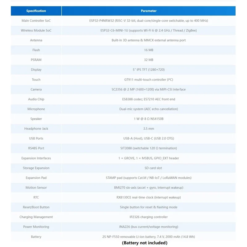 Для M5stack Tab5 Контроллер Iot Development ESP32-P4 + ESP32-C6 Iot Controllerabgi