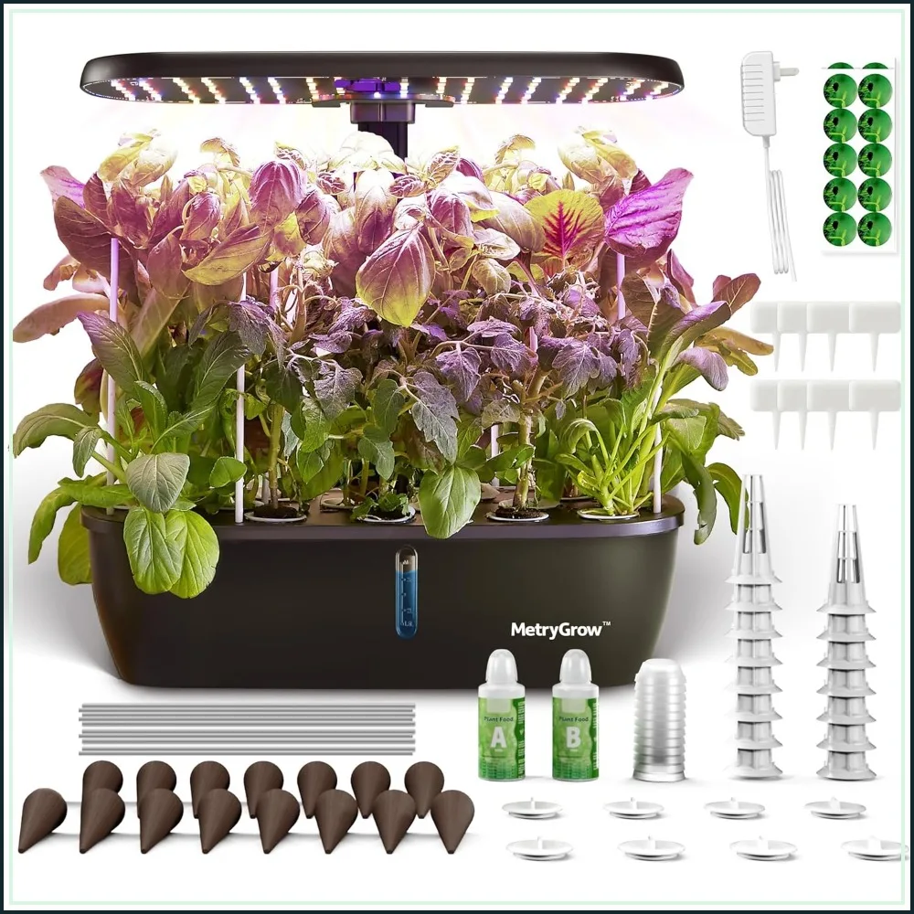 

15-Pod Smart Indoor Garden with 24W Full Spectrum LED, Hydroponic Growing System for Herbs, Vegetables, Gifts