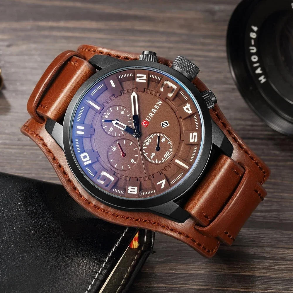 

CURREN 8225 Mens Watches Waterproof Top Brand Luxury Calendar Fashion Male Clock Leather Sport Military Men Wristwatch Dropship