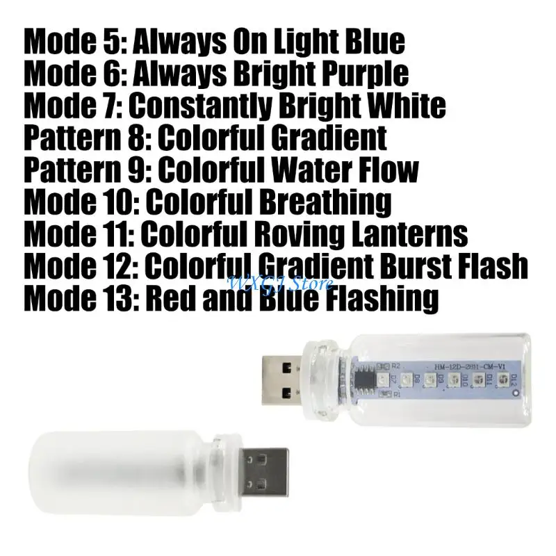 37JE Car Interior Light Lamp USB Powered 13 Color Options Featuring Glass Cover for Bedroom Holiday Enhanced Decor