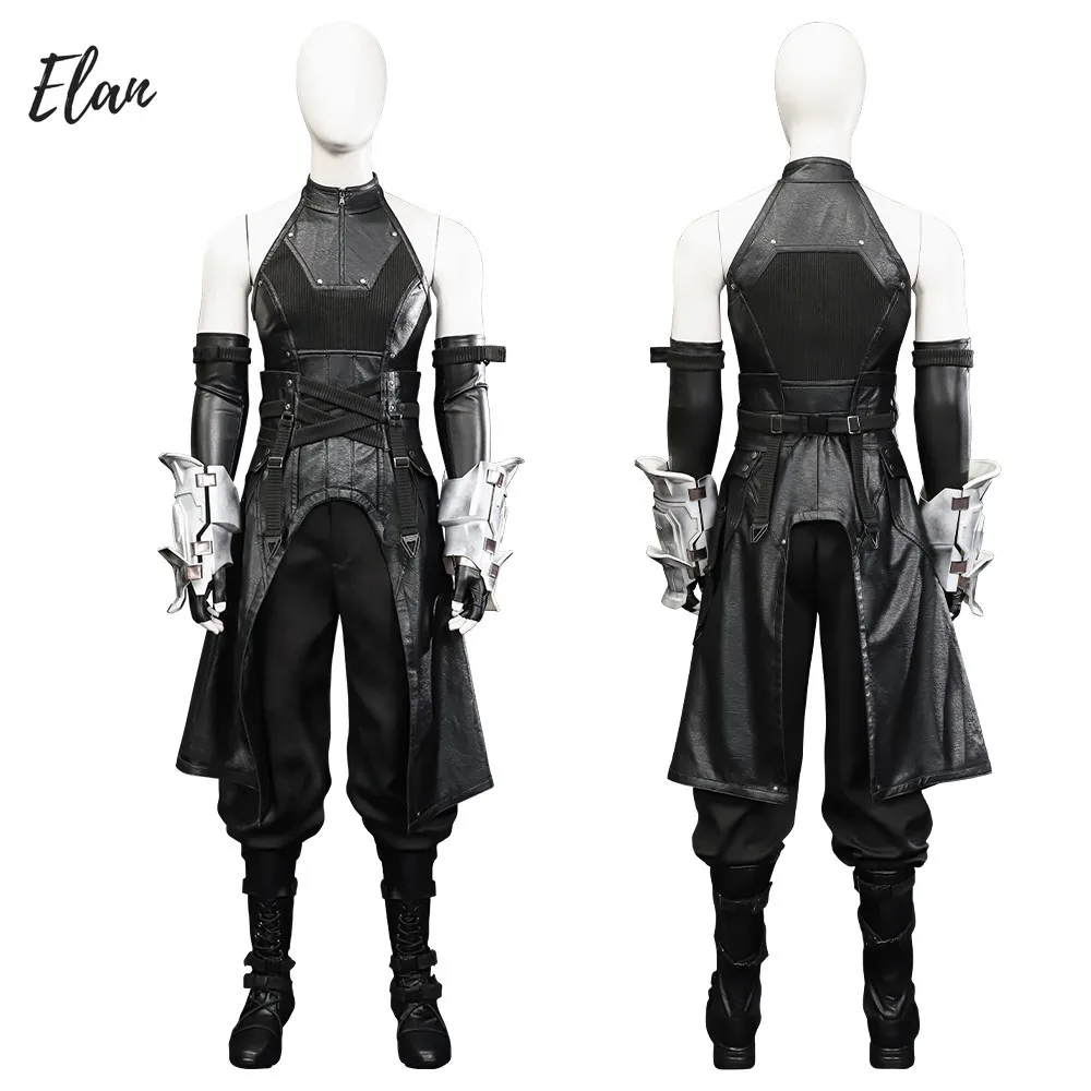 Black Sephiroth Cosplay Costume Leather Outfit 3D Handguards Game Fantasy New Skin Costumes Custom Size