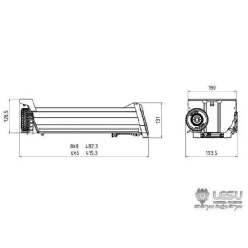 LESU 1/14 Front U-shaped Bucket For RC 6X6 Cars Hydraulic Dumper Trailer Truck Boys Remote Control Toys Accessories TH02558