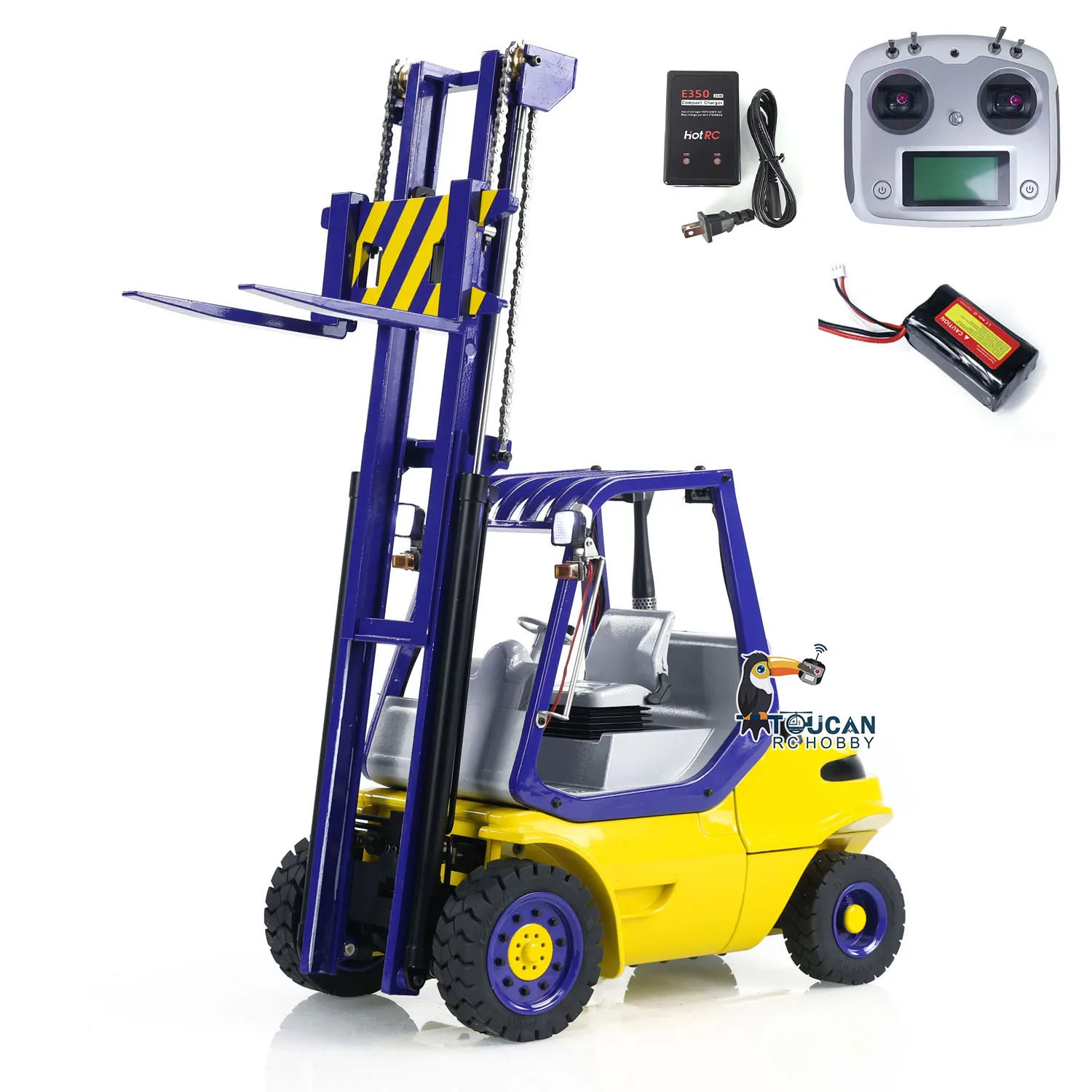 

Toys 1/14 Scale RTR RC Hydraulic Forklift Wheeled Transfer DIY Painted Assembled Car Fork Lift Truck Light Sound Model THZH1983