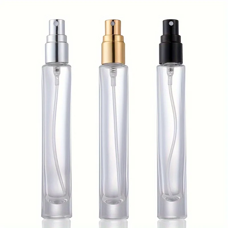 16 x 0.34 oz / 10 ml Clear Thickened Glass Cylinder Perfume Bottles, Press-Type Spray Bottles, Portable Refillable Mini Perfume