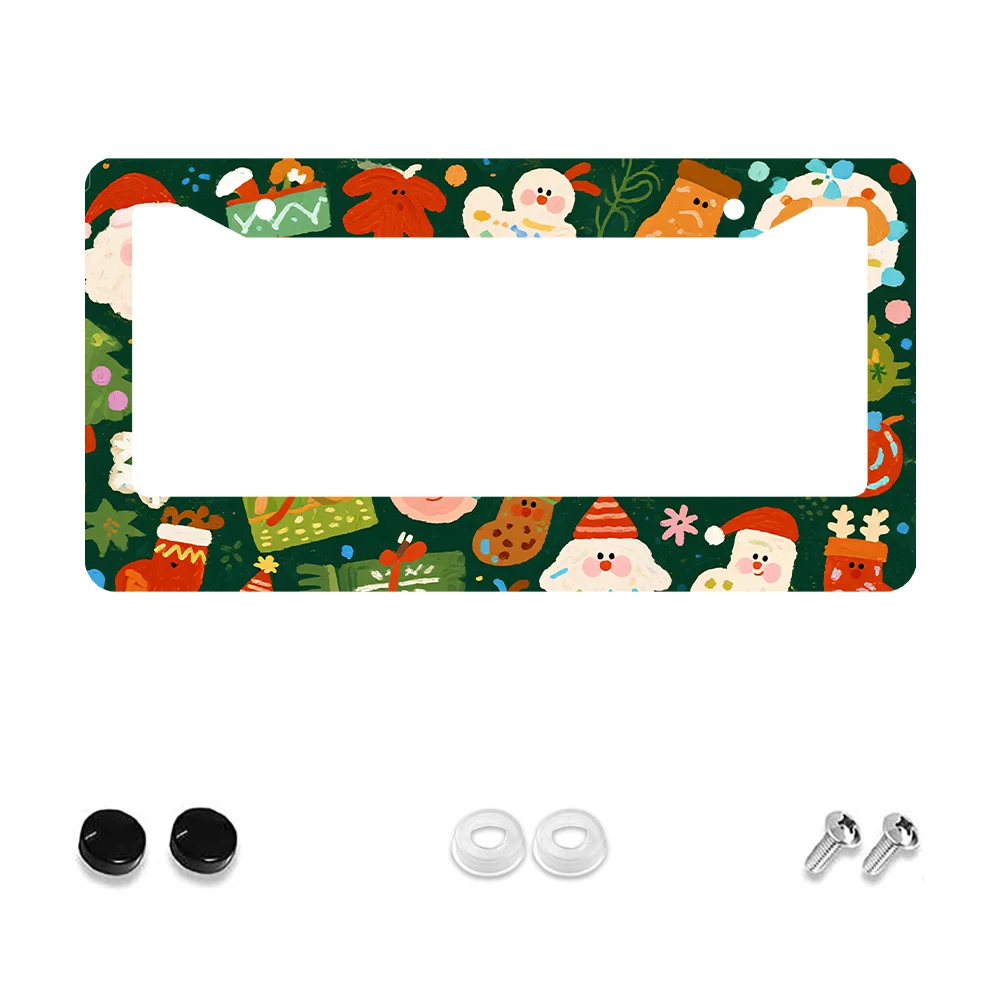 

1 шт. зеленый красочный рождественский мультяшный узор с 2 отверстиями рамка номерного знака алюминиевый материал 6x12 дюймов с набором винтов забавный автомобиль