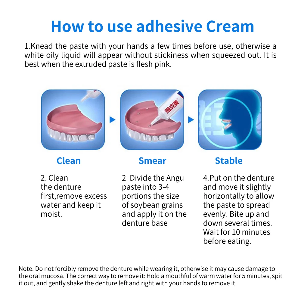 Denture Security Adhesive Cream Strong Hold Glue For Cull & Partial False Teeth Bonding Prosthesis Fixing Health Care