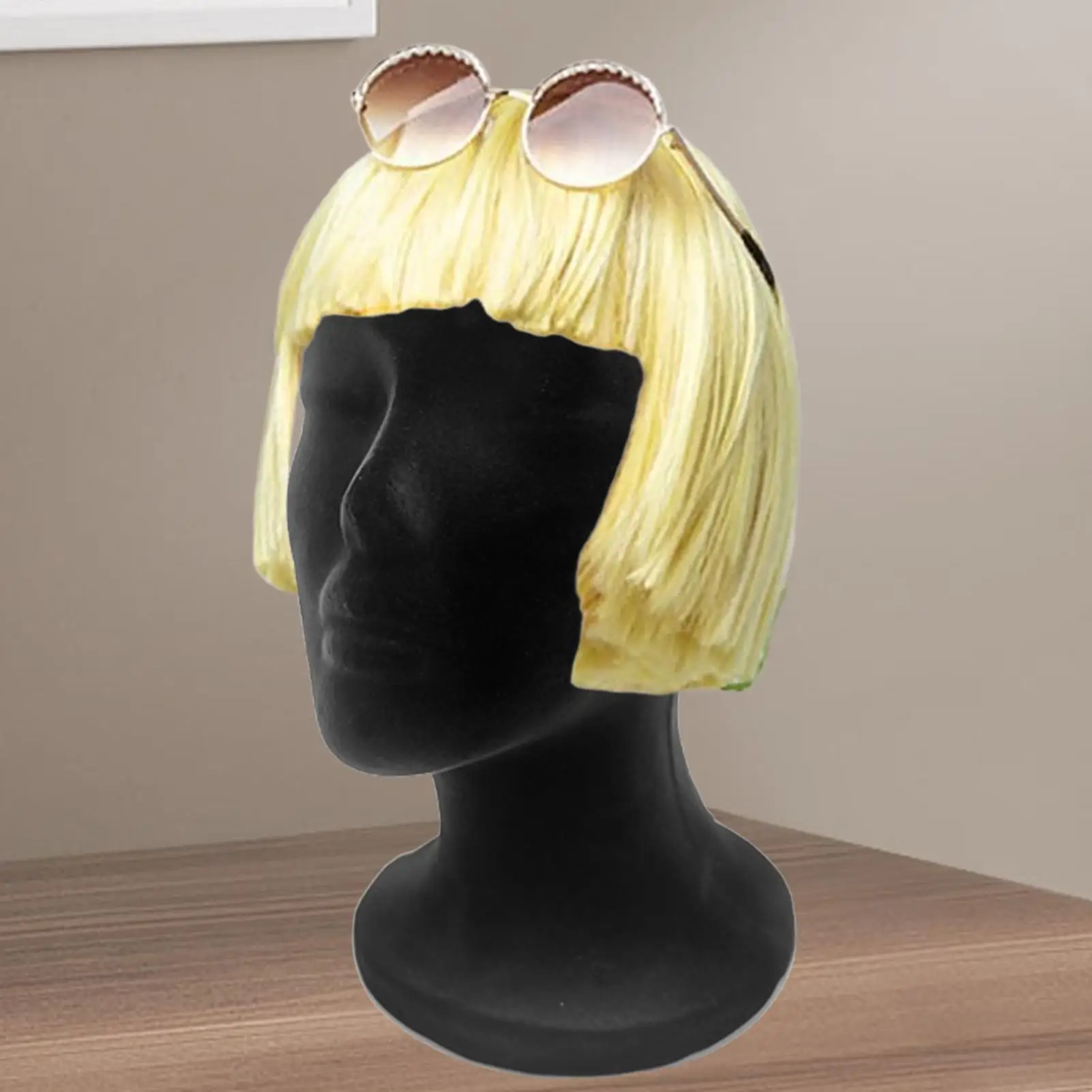 

Black Foam Mannequin Head Foam Head Hat Glasses Jewelry Display Stand holder High-end Flocking Foam Head Model Wigs