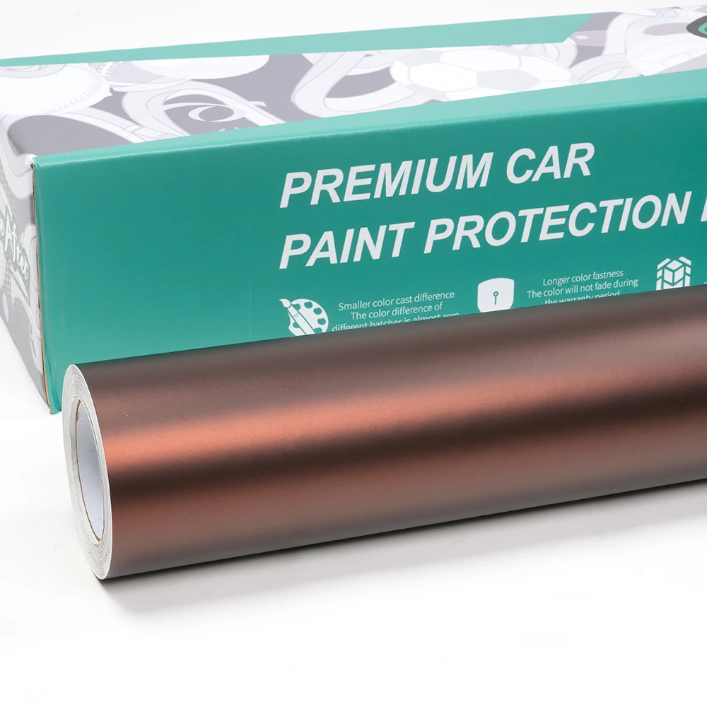 

Индивидуальные виниловые пленки для авто из ПЭТ с суперматовым сатиновым эффектом, металлизированные, без пузырьков воздуха, коричневые