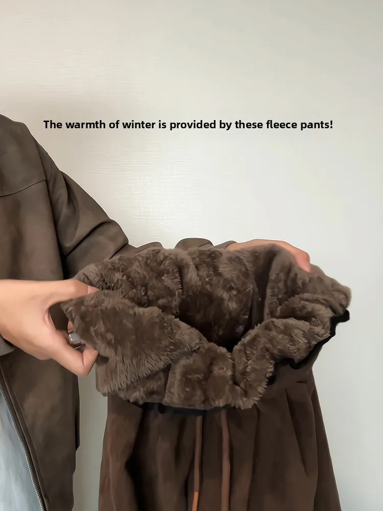 

Thiened Fce Lined Corduroy Pants Men's Winter Faion Micro Flared Sweatpants Warm Cotton Trousers for Teenagers