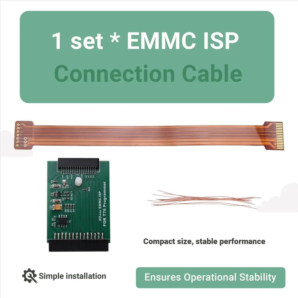 #47Q Electronics Accessories,EMMC ISP Cable for EMMC in-Circuit Programming T76 (Green)