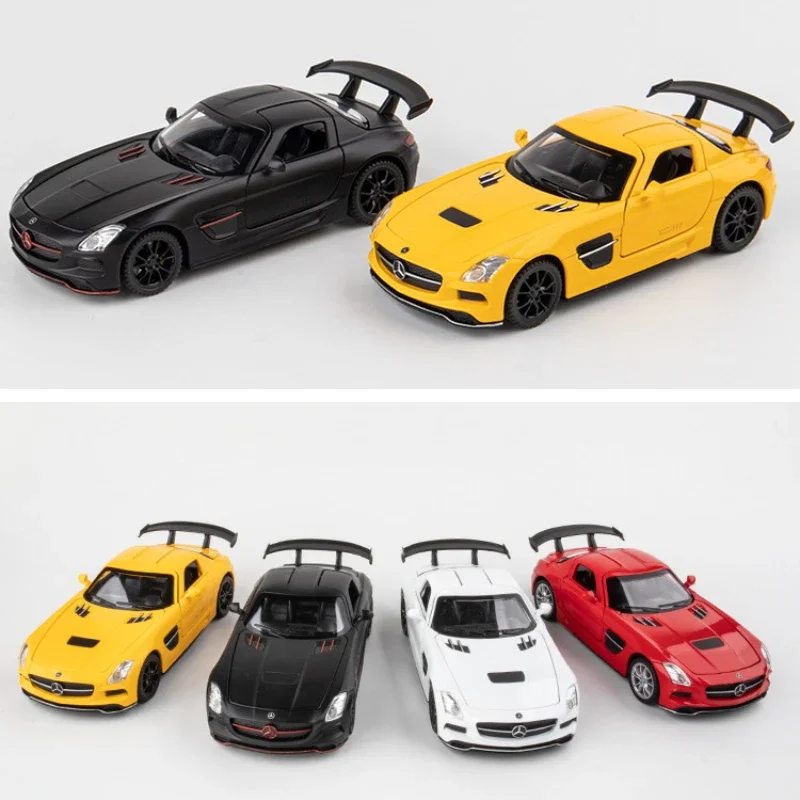 مرسيدس بنز SLS-Diecast نموذج سيارة سبيكة معدنية ، محاكاة عالية ، صوت وإضاءة ، سحب للخلف ، جمع ، هدايا لعبة للأطفال ، F390