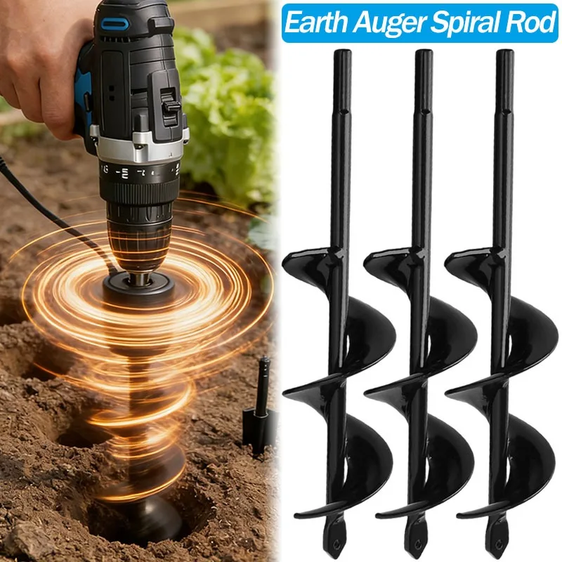 

Home Garden Auger Spiral Soil Auger Umbrella Hole Excavator Solid Shaft Auger Flower for Planting Digging Soil Nursery Flowers