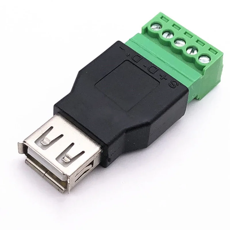 1pcs USB 2.0 Type A Male/Female to 5 Pin Screw Connector USB Jack with Shield USB2.0 to Screw Terminal Plug