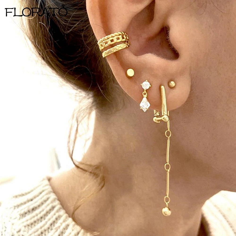 1 قطعة المرأة الموضة Pierkless قرط كبس القرط Vintage الذهب اللون العصرية Earcuff أقراط فتاة هدية بسيطة ارتداء اليومي مجوهرات #5