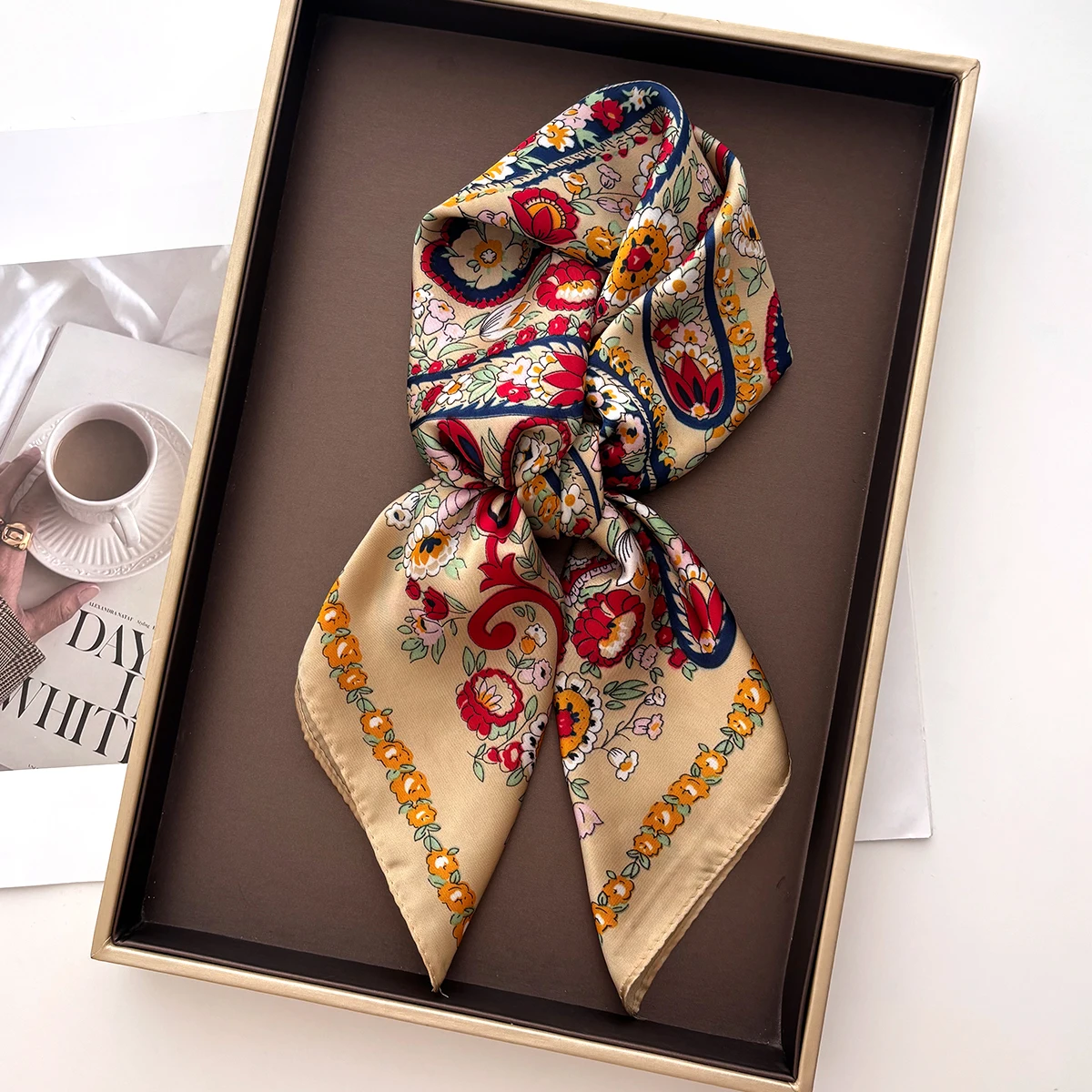 Imitation Silk Scarves Paisley Printed Square Scarf For Women Bandanas Luxury Hijab Neckerchief Elegant Beach Shawl Wraps