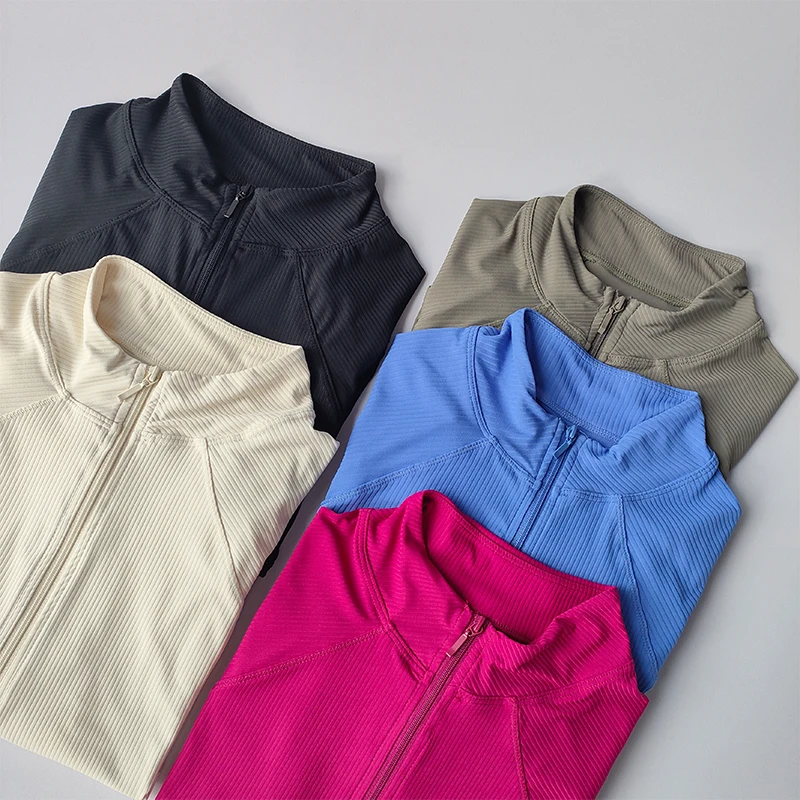 Schmal geschnittene Sportjacke, schnell trocknend, elastisch, für Yoga, Fitness, Damen-Outdoor-Oberteile, Laufjacke mit Reißverschluss, schnelltrocknende Herbstkleidung – Detail 11