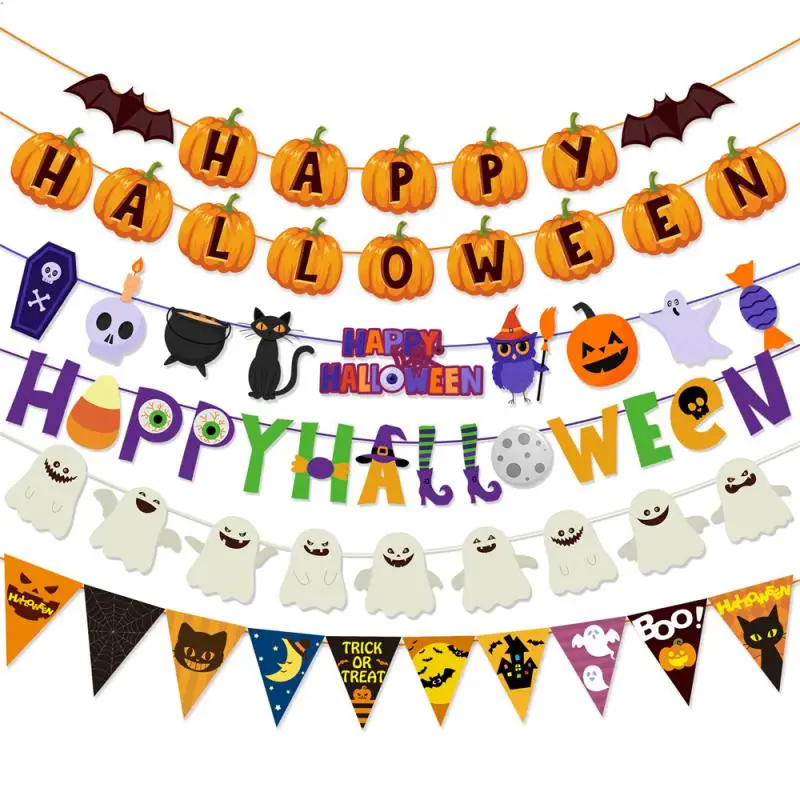 Party Pull Flag Decoration Childrens Bar Decoration Halloween Pull Flag Halloween Decorations Birthday Halloween Bunting