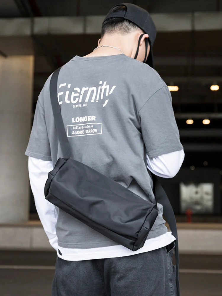 

ABOYS Trendy Casual Crossbody Bag Unisex Lightweight Messenger Small Bag Street Style Nylon Bucket Shape Shoulder Handbag