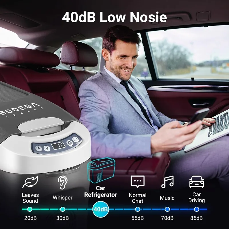 ثلاجة سيارة 12 فولت، ثلاجة سيارة صغيرة سعة 16 لتر، فريزر محمول (4 ℉ ~68 ℉ ) مبرد السيارة مع تيار مستمر 12/24 فولت للأماكن الخارجية، #4