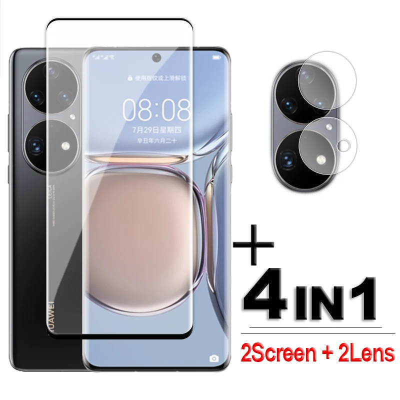 For Huawei P50 Pro Tempered Glass 3D Full Cover Curved Screen Protector Huawei P50 Pro Glass For Huawei P50 P40 Pro HD Lens Film