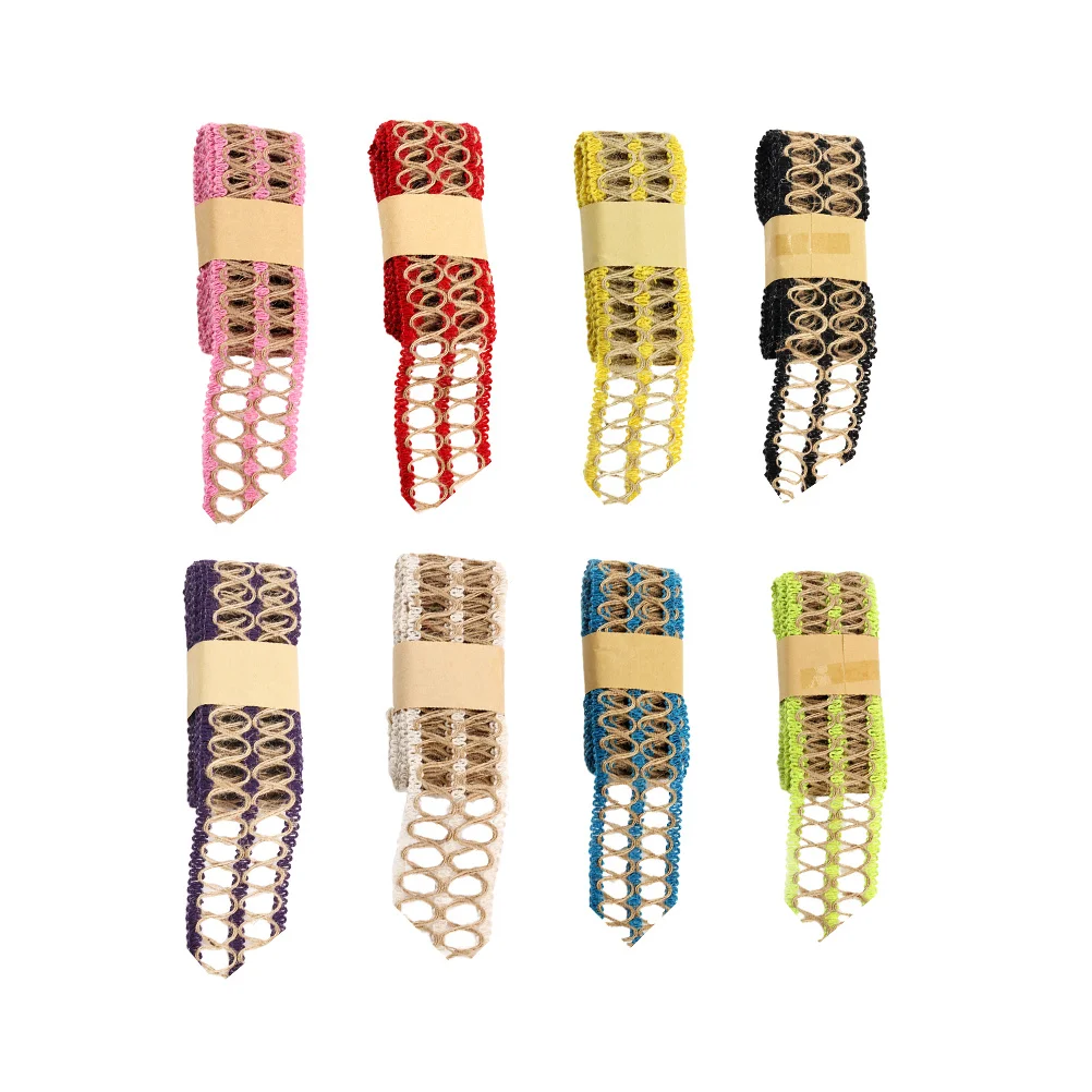 

8Pcs Hollow Jute Ribbon Vintage Weaving Lace Craft for DIY Home Wedding Decoration Durable Decorative Tape Jute Ribbon