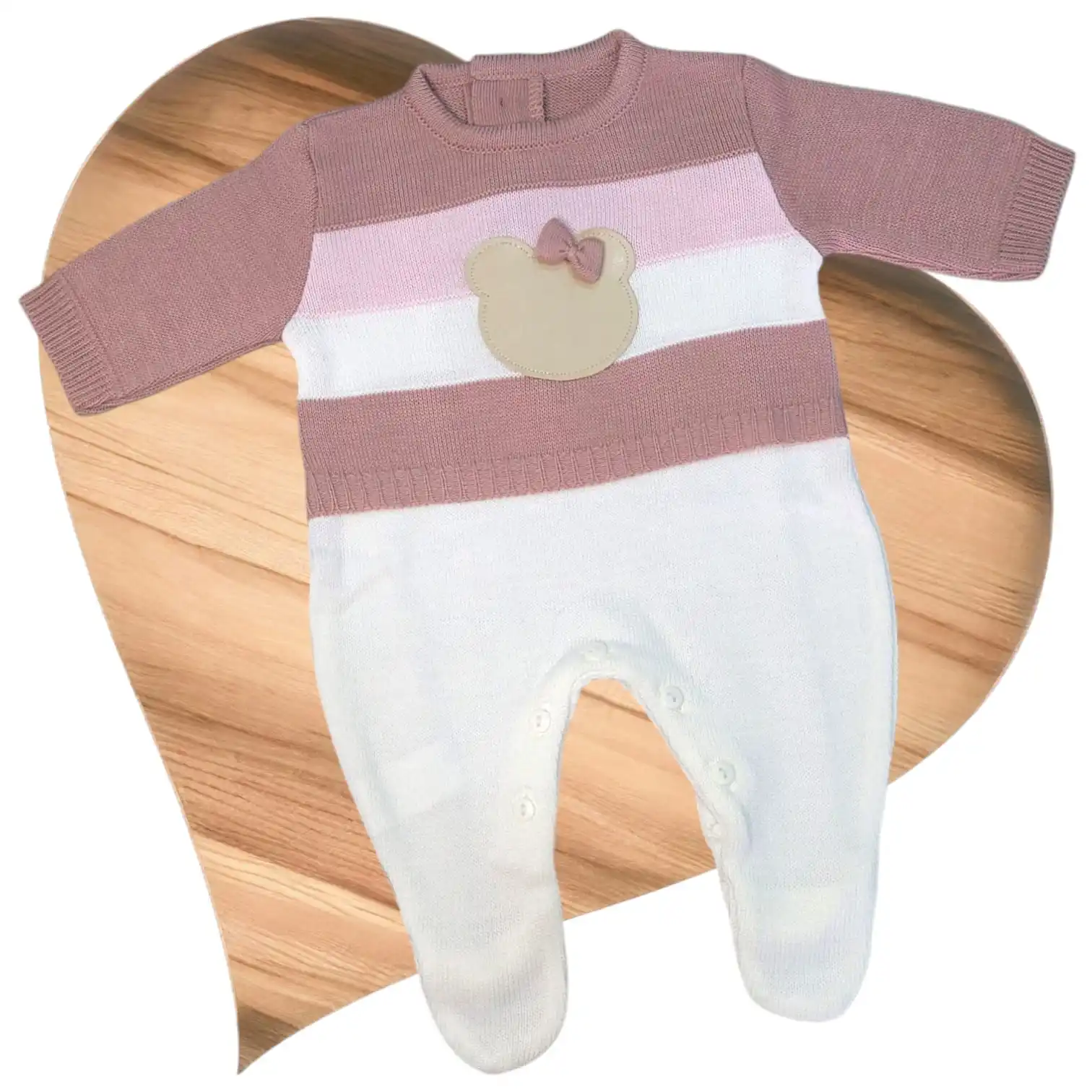 Baby Bear Lace Rosé Knitting Jumpsuit