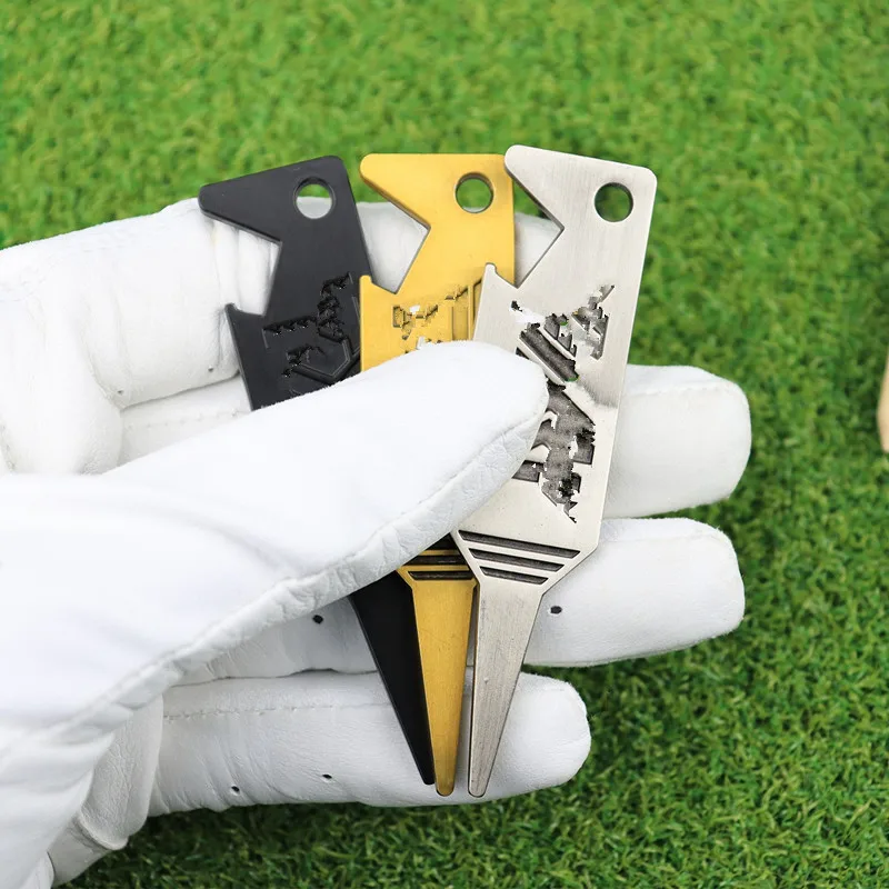 2 في 1 المعادن جولف ديفت أداة إصلاح نادي الغولف الأخدود الأنظف جولف وضع الأخضر شوكة جولف مذراة إكسسوارات الغولف #2