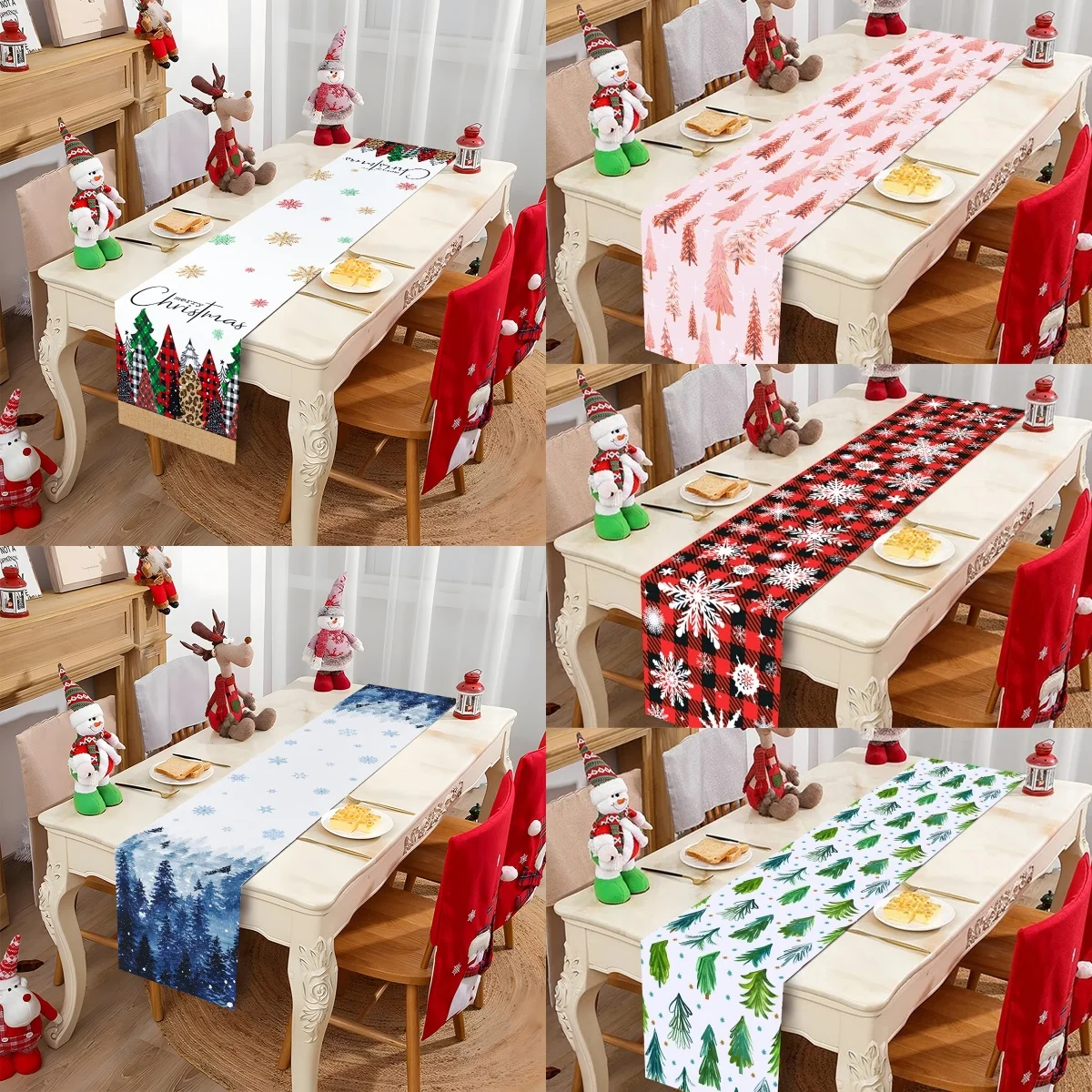 

Christmas Table Runner Merry Christmas Decoration for Home Xmas Party Decor 2024 Navidad Notal Noel Ornament Happy New Year 2025