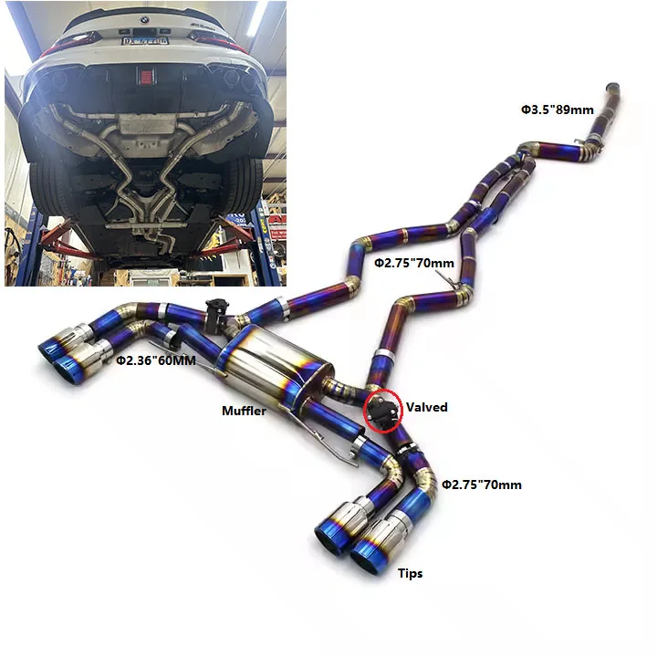 

COC 3-дюймовая титановая выхлопная труба Valvetronic для BMW M340 M340i G20 B58 M440i 3,0T Sport Catback глушитель системы