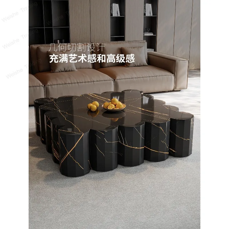 

Coffee table living room light luxury high sense light luxury household Italian large flat-floor villa square art coffee table