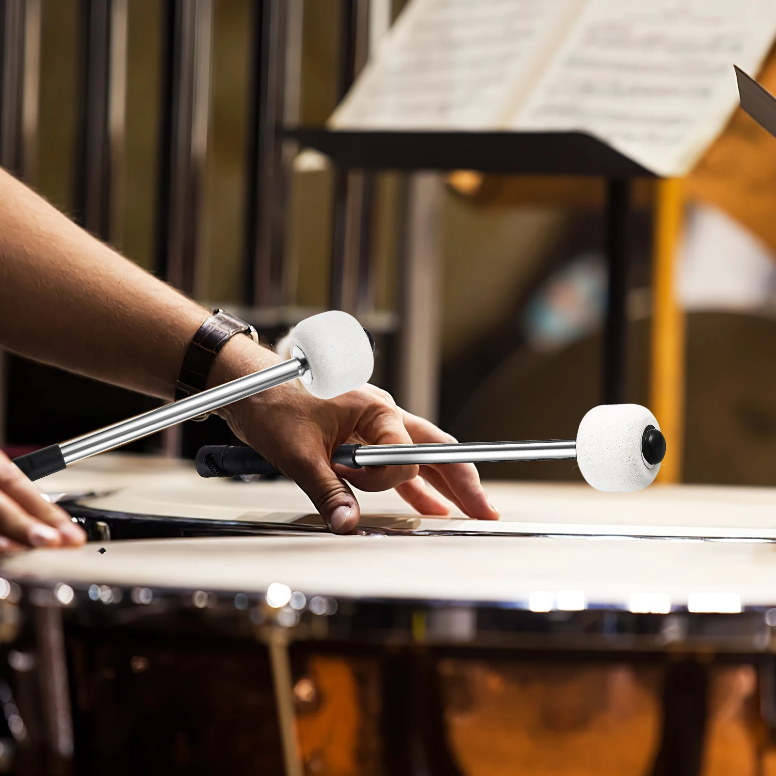 

2Pcs Professional Drum Sticks Anti-Slip Sleeve Easy to Hold Lightweight Balance Guide for Beginner Drummers and