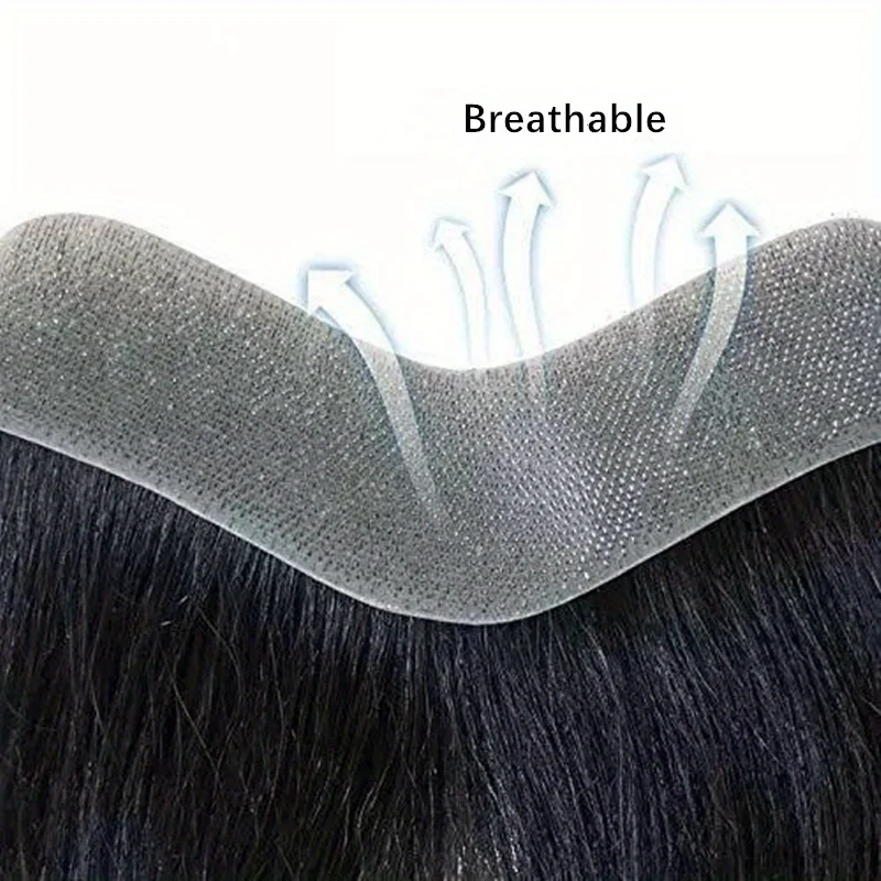 Мужские человеческие волосы с V-образной петлей, невидимая фронтальная тонкая светло-бежевая бахрома для восхождения линии роста волос - прямые волосы, деловой стиль