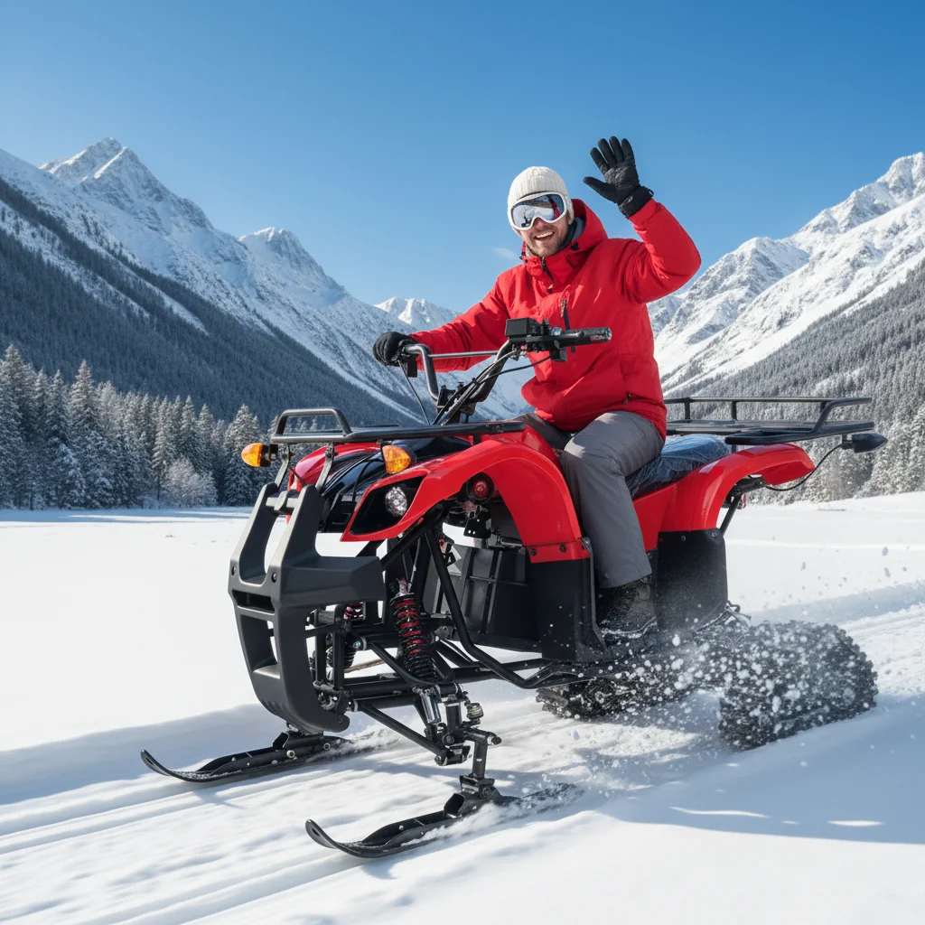 4-stroke 3 front 1 rear gear 60km/h maximum speed electric start 125cc snowmobile, can carry 150kg
