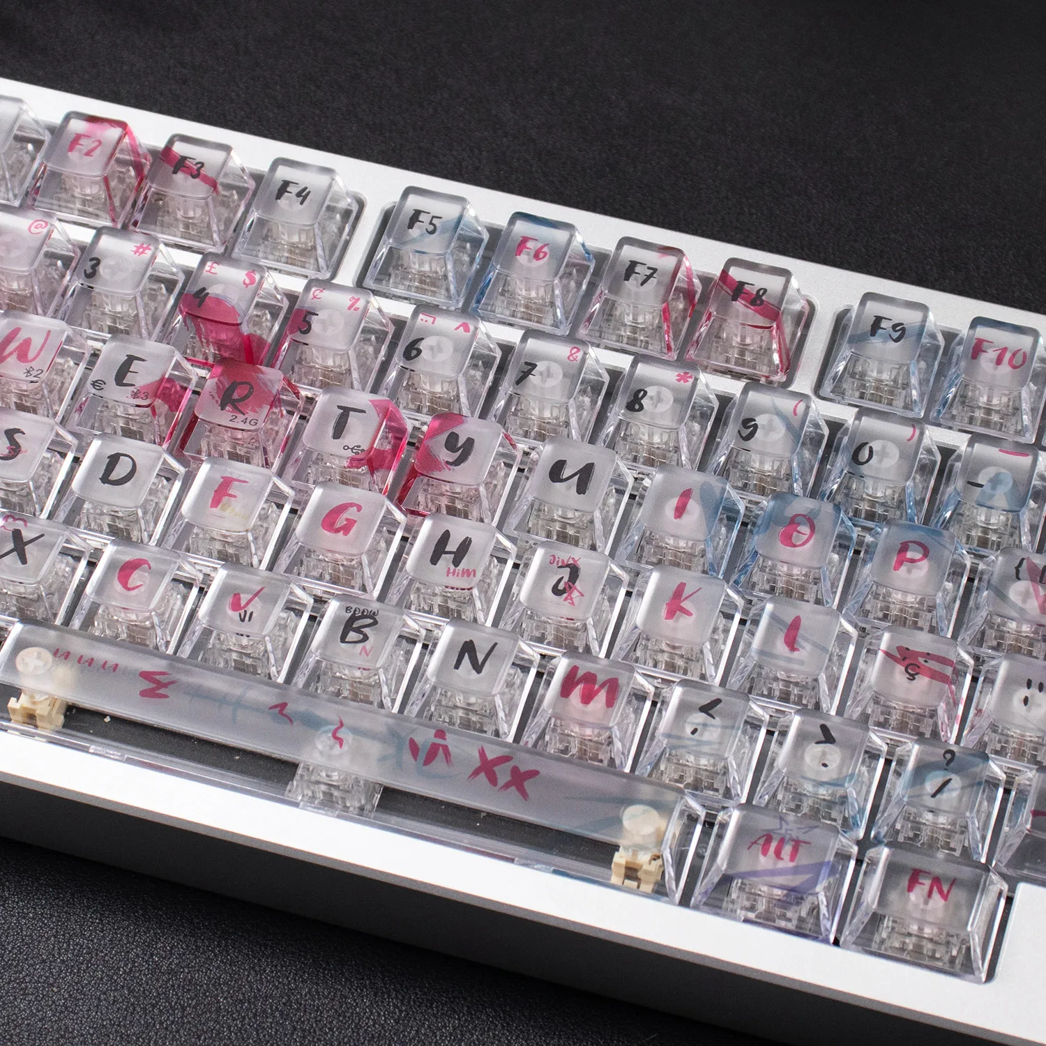 أحمر أبيض شفاف كيكابس الأشعة فوق البنفسجية الوسادة الطباعة الكرز الشخصي الكمبيوتر كيكابس مجموعات ل MX 61/64/87/96/104 لوحة المفاتيح الميكانيكية