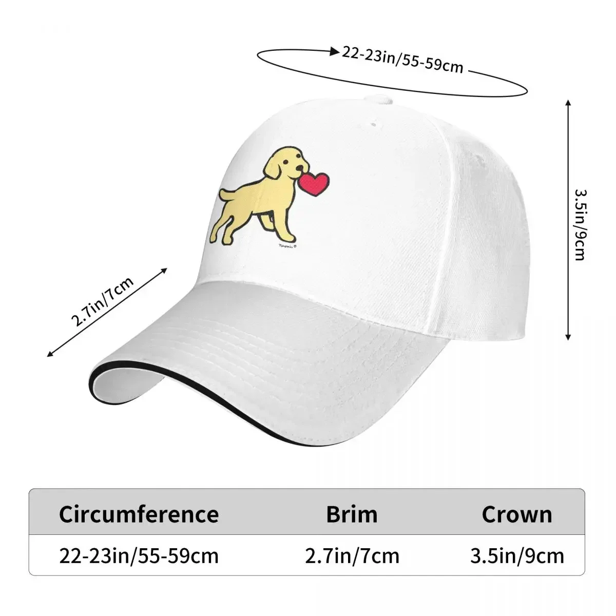 Yellow Labrador Puppy With A Little Heart Baseball Caps Snapback Fashion Baseball Hats Breathable Casual Outdoor For Men Women